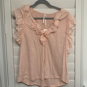 Anthropologie Pink Ruffle Tank